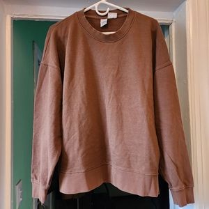 Zara woman's brown oversized crew neck sweat suit.